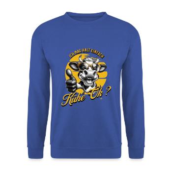 J’aime juste les vaches - Sweat-shirt Unisexe - bleu royal - Devant - Alina (178cm) & Michal (187cm)