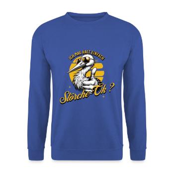 J’aime juste les cigognes - Sweat-shirt Unisexe - bleu royal - Devant - Alina (178cm) & Michal (187cm)