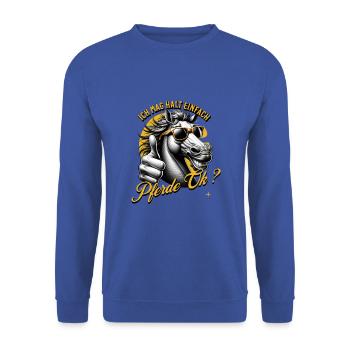Ich mag halt einfach Pferde - Unisex Pullover - Royalblau - Vorne - Alina (178cm) & Michal (187cm)