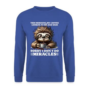 morning grouch coffee funny saying sloth - Unisex Sweatshirt - royal blue - Front - Alina (178cm) & Michal (187cm)