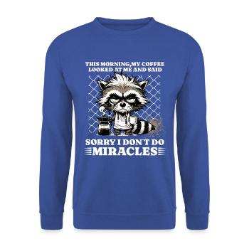 Morning grouch coffee funny saying racoon - Unisex Sweatshirt - royal blue - Front - Alina (178cm) & Michal (187cm)