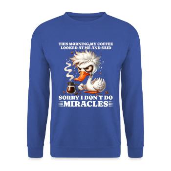 morning grouch coffee funny saying duck - Unisex Sweatshirt - royal blue - Front - Alina (178cm) & Michal (187cm)