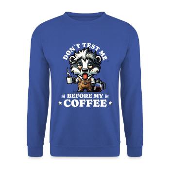 morning grouch coffee anti early riser racoon - Unisex Sweatshirt - royal blue - Front - Alina (178cm) & Michal (187cm)