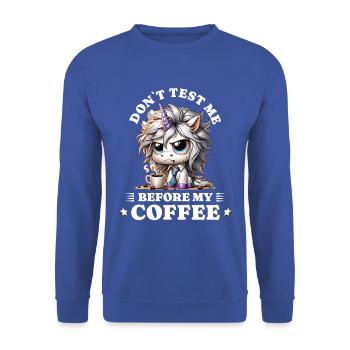 Morning grouch coffee anti early riser unicorn - Unisex Sweatshirt - royal blue - Front - Alina (178cm) & Michal (187cm)