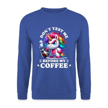 Morning grouch coffee anti early riser unicorn - Unisex Sweatshirt - royal blue - Front - Alina (178cm) & Michal (187cm)