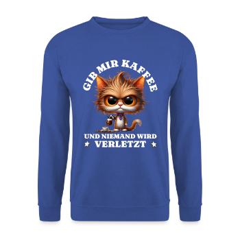 Morning grouch Give me coffee funny cats - Unisex Sweatshirt - royal blue - Front - Alina (178cm) & Michal (187cm)