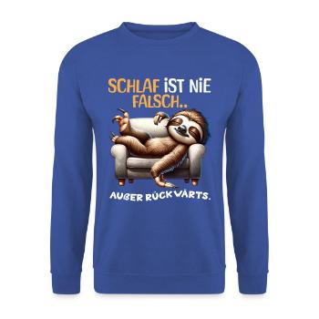Bin Müde Faul Lustige Schlafanzug Morgenmuffel - Unisex Pullover - Royalblau - Vorne - Alina (178cm) & Michal (187cm)