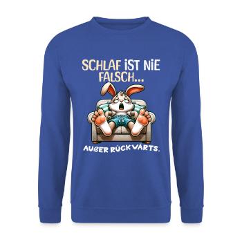 Bin Müde Faul Lustige Schlafanzug Morgenmuffel - Unisex Pullover - Royalblau - Vorne - Alina (178cm) & Michal (187cm)