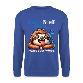 Bin Müde Faul Lustige Schlafanzug Morgenmuffel - Unisex Pullover - Royalblau - Vorne - Alina (178cm) & Michal (187cm)