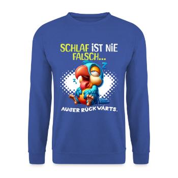 Bin Müde Faul Lustige Schlafanzug Morgenmuffel - Unisex Pullover - Royalblau - Vorne - Alina (178cm) & Michal (187cm)