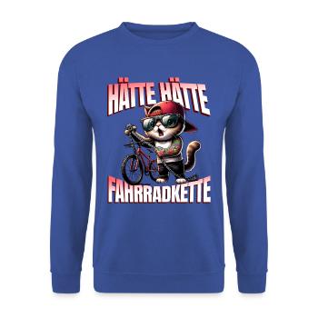 Lustiges Radfahrer - Hätte Hätte Fahrradkette - Unisex Pullover - Royalblau - Vorne - Alina (178cm) & Michal (187cm)