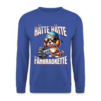 Lustiges Radfahrer - Hätte Hätte Fahrradkette - Unisex Pullover - Royalblau - Vorne - Alina (178cm) & Michal (187cm)