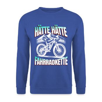 Lustiges Radfahrer - Hätte Hätte Fahrradkette - Unisex Pullover - Royalblau - Vorne - Alina (178cm) & Michal (187cm)