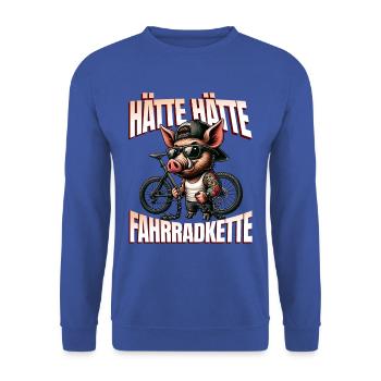 Lustiges Radfahrer - Hätte Hätte Fahrradkette - Unisex Pullover - Royalblau - Vorne - Alina (178cm) & Michal (187cm)