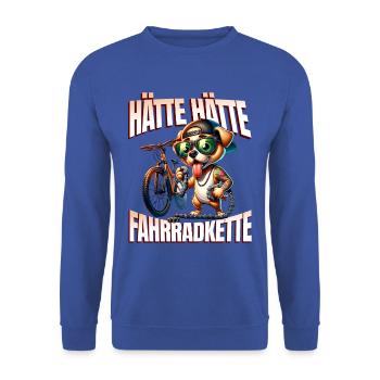 Lustiges Radfahrer - Hätte Hätte Fahrradkette - Unisex Pullover - Royalblau - Vorne - Alina (178cm) & Michal (187cm)