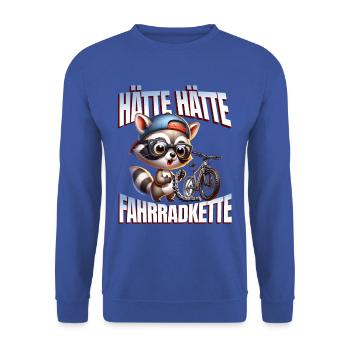 Lustiges Radfahrer - Hätte Hätte Fahrradkette - Unisex Pullover - Royalblau - Vorne - Alina (178cm) & Michal (187cm)