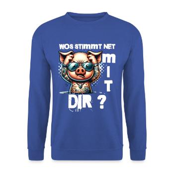 I hate people - What's wrong with you - Unisex Sweatshirt - royal blue - Front - Alina (178cm) & Michal (187cm)