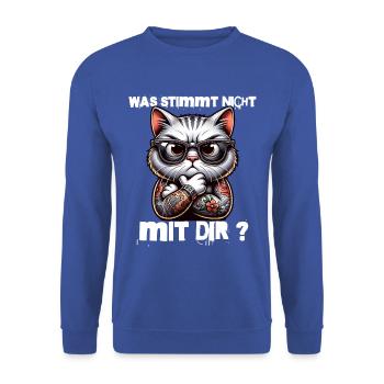 I hate people - What's wrong with you - Unisex Sweatshirt - royal blue - Front - Alina (178cm) & Michal (187cm)