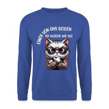 Drôle L’un de nous est plus intelligent que toi - Sweat-shirt Unisexe - bleu royal - Devant - Alina (178cm) & Michal (187cm)
