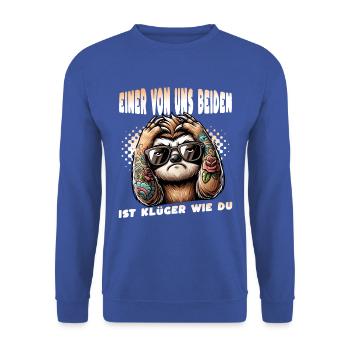 Drôle L’un de nous est plus intelligent que toi - Sweat-shirt Unisexe - bleu royal - Devant - Alina (178cm) & Michal (187cm)