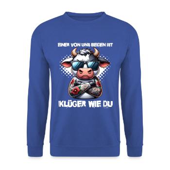 Drôle L’un de nous est plus intelligent que toi - Sweat-shirt Unisexe - bleu royal - Devant - Alina (178cm) & Michal (187cm)