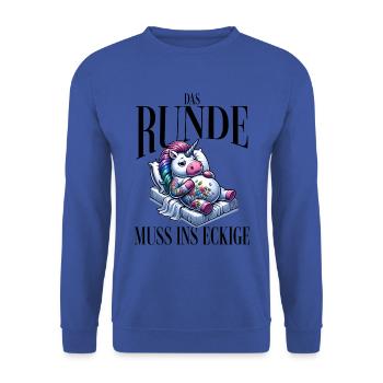 I'm tired so the round has to sleep in the square - Unisex Sweatshirt - royal blue - Front - Alina (178cm) & Michal (187cm)