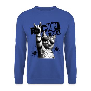 Music Festival Rock Cat Rock n Roll - Unisex Sweatshirt - royal blue - Front - Alina (178cm) & Michal (187cm)