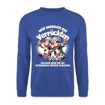 Lustige Kühe Ärger machen BFF - Unisex Pullover - Royalblau - Vorne - Alina (178cm) & Michal (187cm)