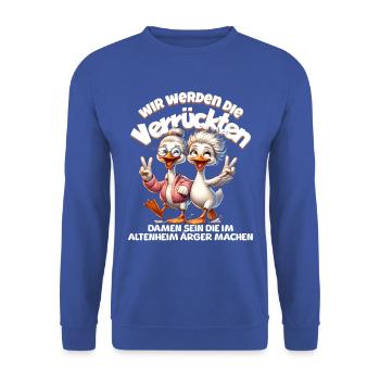 Drôle de canard Trouble Faire BFF - Sweat-shirt Unisexe - bleu royal - Devant - Alina (178cm) & Michal (187cm)