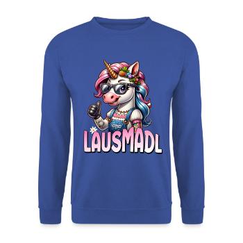 Tracht Damen Outfit Dirndl Ersatz Lausmadl - Unisex Sweatshirt - royal blue - Front - Alina (178cm) & Michal (187cm)