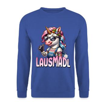 Tracht Damen Outfit Dirndl Ersatz Lausmadl - Unisex Sweatshirt - royal blue - Front - Alina (178cm) & Michal (187cm)
