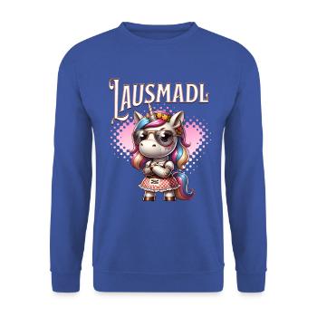 Tracht Damen Outfit Dirndl Ersatz Lausmadl - Unisex Sweatshirt - royal blue - Front - Alina (178cm) & Michal (187cm)