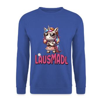 Tracht Damen Outfit Dirndl Ersatz Lausmadl - Unisex Sweatshirt - royal blue - Front - Alina (178cm) & Michal (187cm)