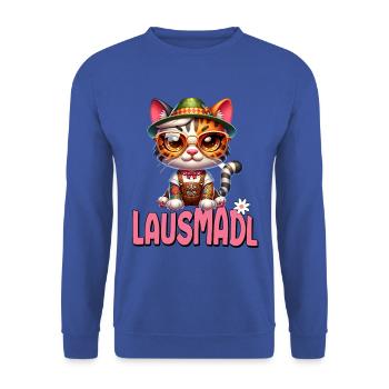 Tracht Damen Outfit Dirndl Ersatz Lausmadl - Unisex Sweatshirt - royal blue - Front - Alina (178cm) & Michal (187cm)