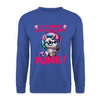 Je m’en fiche - Schmeiss alles hin werd Punk Punkrock - Sweat-shirt Unisexe - bleu royal - Devant - Alina (178cm) & Michal (187cm)