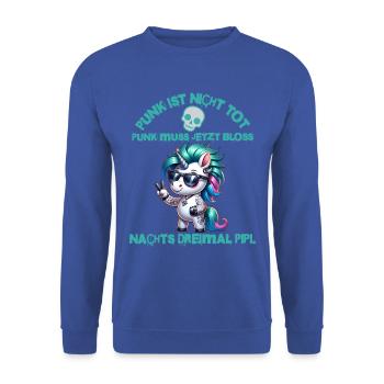 Festival Fun Ich bin alt aber Punk ist nicht tot - Unisex Pullover - Royalblau - Vorne - Alina (178cm) & Michal (187cm)