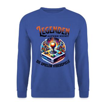 Legenden altern nicht sie gehen Videospiele - Unisex Pullover - Royalblau - Vorne - Alina (178cm) & Michal (187cm)