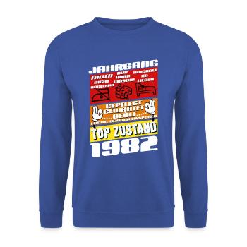43 Year Old Vintage 1982 Birthday - Unisex Sweatshirt - royal blue - Front - Alina (178cm) & Michal (187cm)