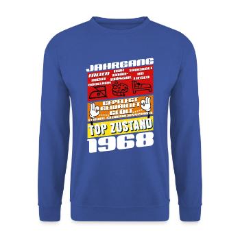 57 years old vintage 1968 birthday - Unisex Sweatshirt - royal blue - Front - Alina (178cm) & Michal (187cm)