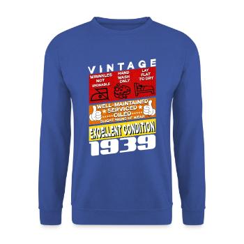 86 years old Vintage 1939 women & men Birthday - Unisex Sweatshirt - royal blue - Front - Alina (178cm) & Michal (187cm)