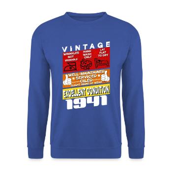 84 ans Millésime 1941 femmes & hommes Anniversaire - Sweat-shirt Unisexe - bleu royal - Devant - Alina (178cm) & Michal (187cm)