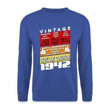 83 years old Vintage 1942 women & men Birthday - Unisex Sweatshirt - royal blue - Front - Alina (178cm) & Michal (187cm)