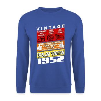 73 years old Vintage 1952 women & men Birthday - Unisex Sweatshirt - royal blue - Front - Alina (178cm) & Michal (187cm)