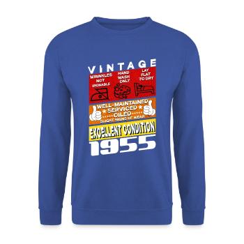 70 years old Vintage 1955 women & men Birthday - Unisex Sweatshirt - royal blue - Front - Alina (178cm) & Michal (187cm)