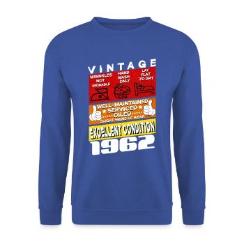 63 years old Vintage 1962 women & men Birthday - Unisex Sweatshirt - royal blue - Front - Alina (178cm) & Michal (187cm)