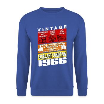 59 years old Vintage 1966 women & men Birthday - Unisex Sweatshirt - royal blue - Front - Alina (178cm) & Michal (187cm)