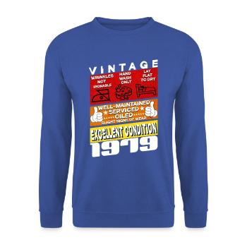 46 years old Vintage 1979 women & men Birthday - Unisex Sweatshirt - royal blue - Front - Alina (178cm) & Michal (187cm)