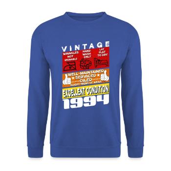 31 years old Vintage 1994 women & men Birthday - Unisex Sweatshirt - royal blue - Front - Alina (178cm) & Michal (187cm)