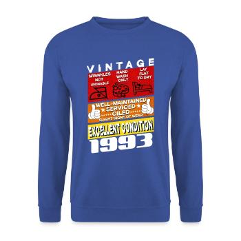 32 years old Vintage 1993 women & men Birthday - Unisex Sweatshirt - royal blue - Front - Alina (178cm) & Michal (187cm)