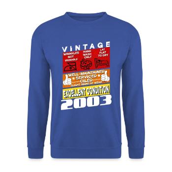 22 years old Vintage 2003 women & men Birthday - Unisex Sweatshirt - royal blue - Front - Alina (178cm) & Michal (187cm)